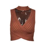 Women's Summer Ins Hanging Neck Hot Babes Knitted Blouse Outside Wearing Ladies Small Sling Vest
