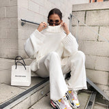 Spring And Autumn Women's Knitting Knitting Hood Loose Irregular Thick Sweater Street Trendy High-Neck Knitting Shirt