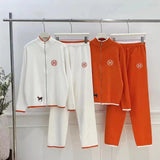Autumn And Winter New Zipper Sweater Jacket Creative Pony Embroidered Long-Sleeved Knitted Trousers Two Sets Of Women