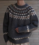 Autumn And Winter Fair Island Jack Flower Sweater Men's Korean Version Of Loose Minority Ethnic Style Design Knitted Shirt