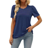 2025 Women's Summer Round-Neck Short-Sleeved Chest Tuck Line Folded Blouse T-Shirt