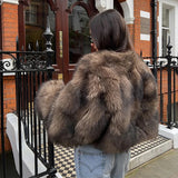 Spring 2025 Women's Fur Temperament Elegant Warm Artificial Fur Brown Casual Coat Real Shot