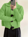 New Women's Loose Korean Version Of Fashion Casual Big Collar Knitted Cardigan Coat
