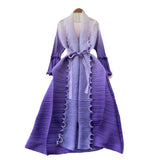Relaxed Strap Long Three-Home Folded Coat Female Fashionable Gradient Wood Ear Pressure Skirt