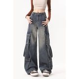 Workwear Jeans Women 2025 New High Street Design High-Rise Loose Straight Leisure Broad Legs Long Pants