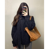 Temperament Vintage Knitted Sweater Asymmetric Knitted Cardigan Jacket Woman 2025 New Autumn And Winter