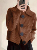 New Women's Loose Korean Version Of Fashion Casual Big Collar Knitted Cardigan Coat