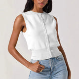 New Ins Sexy Babes Knitted Blouse Women Hanging Neck Outside Wearing Sling Vest Women's Summer