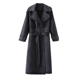 Explosion Spring New Loose Double Buckle With Belt Denim Wind Coat Coat Coat