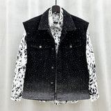 High-End Fashion Hot Full Of Star Denim Vest Coat Men's Fried Street Loose Sleeveless Vest Horse Clip Tide