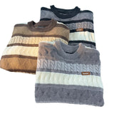 Striped Design Round Collar Hooded Long-Sleeved Sweater Women's Autumn And Winter Wear Loose Sweet Knitted Bottom Top