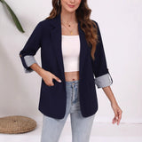 New Spring And Autumn Fashion Casual Splicing Collar Repair Cardigan Temperament Suit Jacket