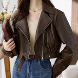 Spring And Autumn 2025 This Year's Popular Short Leather Coat Clip Locomotive Jacket Design PU Leather Jacket Woman