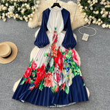 High-Grade Collar Nail Bead Lantern Sleeve Pearl Belt To Collect Long-Term Printed Pressure Skirt