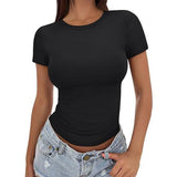 2025 Summer Blouse Women's Short-Sleeved Shirt Casual Round-Neck Short-Sleeved T-Shirt