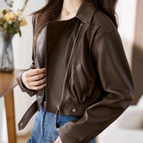 Spring And Autumn 2025 This Year's Popular Short Leather Coat Clip Locomotive Jacket Design PU Leather Jacket Woman