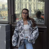 2025 Autumn And Winter New Women's Design Sense Of Leisure With Long-Sleeved Printed Cotton Jacket