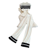 Fashion Suit Women's Korean Version Of Sleeveless Knitted Top Two Sets Of Leisure High-Rise Slim Straight Broad Leg Pants