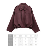 Coat Velvet Loose Spring Girl Casual Blouse Zipper Fashion Bomber Jacket 2025 Bat Sleeve Texture