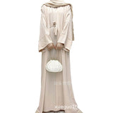 Tiktok Robe Skirt Coat Women's Explosive Middle East Turkey Solid Color Big-Size Cardigan 2 Sets