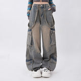 Jeans Women Autumn Dopamine Wearing Retro Work Pants To Make Old Pocket Design Straight Trousers