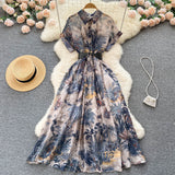 Court Style French Style Elegant Print Dress Women's New Summer Skinny And Gentle Style Dress