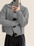 New Women's Loose Korean Version Of Fashion Casual Big Collar Knitted Cardigan Coat