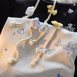 Embroidered Little Bear Lattice Hoodie Women's Autumn And Winter New Loose Lazy Design Couple Open Shirt Coat