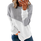 2025 Autumn New Long-Sleeved Round Neck Bump Color Loose Shirt T-Shirt Top Woman