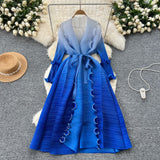 Relaxed Strap Long Three-Home Folded Coat Female Fashionable Gradient Wood Ear Pressure Skirt