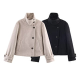 Women's Clothing 2025 New Pink Casual Wind Flowers Long-Sleeved Blouse Single-D Row V-Neck Jacket Woman