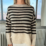 Spring New Knitwear Women's High-End Casual Casual Lazy Style Women's Striped Sweater