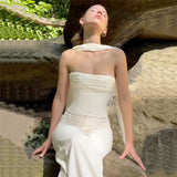 2025 Autumn Fashion Trend Women's New One-Word Shoulder-To-Shoulder Umbilly Solid Color With A Small Vest