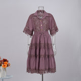 French Court Style Lace Lace Hollow Hook Short Blouse High-Waisted Lace Spliced Skirt Suit