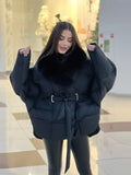 2025 Autumn And Winter Women's Clothing Fashionable Thick Cotton Clothes Long Sleeves Removable Collar Splicing Coat Woman