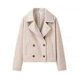 Ins Autumn New Women's Loose Version Of Double Buckle Temperament Commuting Hair, Short Coat Coat