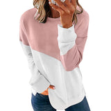 2025 Autumn New Long-Sleeved Round Neck Bump Color Loose Shirt T-Shirt Top Woman