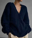 Women's Imitation Sting Cardigan Women Lazy Wind Loose Sweater Soft Long-Sleeved Knitted Casual