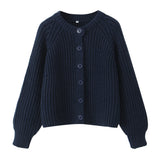 Autumn/Winter 2025 New Women's Solid-Color Casual Fashion Coarse Knit Long-Sleeved Sweater Cardigan Jacket