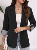 New Spring And Autumn Fashion Casual Splicing Collar Repair Cardigan Temperament Suit Jacket