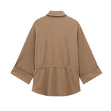 Temperament Casual Suit Women 2025 Spring Shoulder Sleeves Pull The Waist Loose Shirt Tight Waist Wide Leg Pants