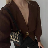 Autumn And Winter New Shaped Button Sweater Top Fashion Casual Simple Sense V-Neck Knitwear