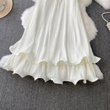 Seaside Holiday Wind Sexy Bare Back Hanging Neck Sling Dress Women's Summer Loose Thin Pony Cake Skirt