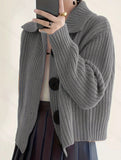 New Women's Loose Korean Version Of Fashion Casual Big Collar Knitted Cardigan Coat