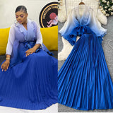 Folded Suit Female Strap To Waist Gradient Color Pressure Folding Shirt High Waist 100 Folded Skirt Two Sets