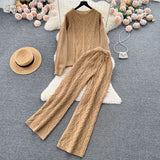 Fashion Suit Female French Gentle Wind Loose Jersey Sweater High Waist Thin Trousers Two-Set