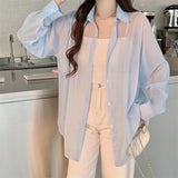 Ice Silk Cardigan Small Loose Thin Long Sleeve Sunscreen Shirt Women's Summer Design Sense Back Open Fork Shirt