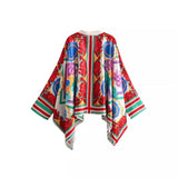 Women's Clothing Positioning Printed Bat Sleeve Loose Shirt + High Waist Loose Straight Through The Casual Pants Women's Suit