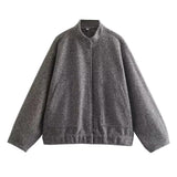2025 Autumn And Winter New Women's Casual Multi-Color Loose Wool Jacket Dark Buckle Collar Jacket