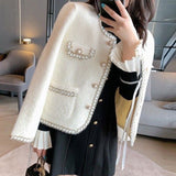 Spring And Winter 2025 Short Scented Sleeker New Marinade Fashion Famous Jacket Temperament Knitted Sweater Top